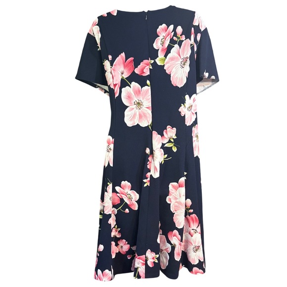 Jessica Howard navy blue and pink floral polyester fit and flare midi dress 24w - Picture 2 of 8